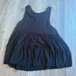 Black Sleeveless Tiered Tank Top